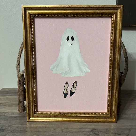 Framed Ghost with High Heel Shoes 8x10 Wall Art Pink Canvas Gold Frame NEW - Picture 10 of 10